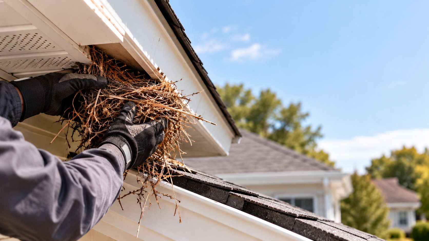 Clean roof eave and restored vent area on a well-maintained home